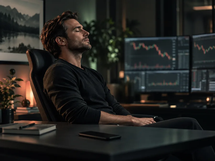 A trader deliberately stepping back to reset